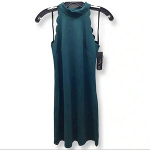 BCX Size XXS Juniors Scalloped Scuba Crepe Halter Dress. New With Tags